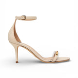 Sandalo donna in pelle con inserto trasparente