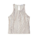 Top donna in tulle ricamato