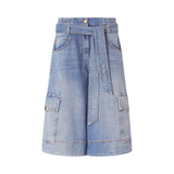 Bermuda donna utility in denim con cintura