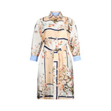 Abito donna corto in twill stampato