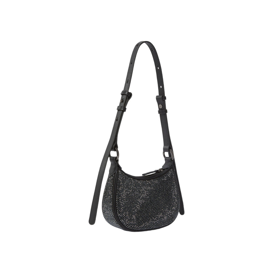 Borsetta donna a spalla Baby Half Moon Bag con strass