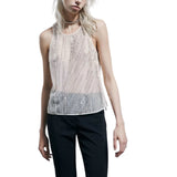 Top donna in tulle ricamato