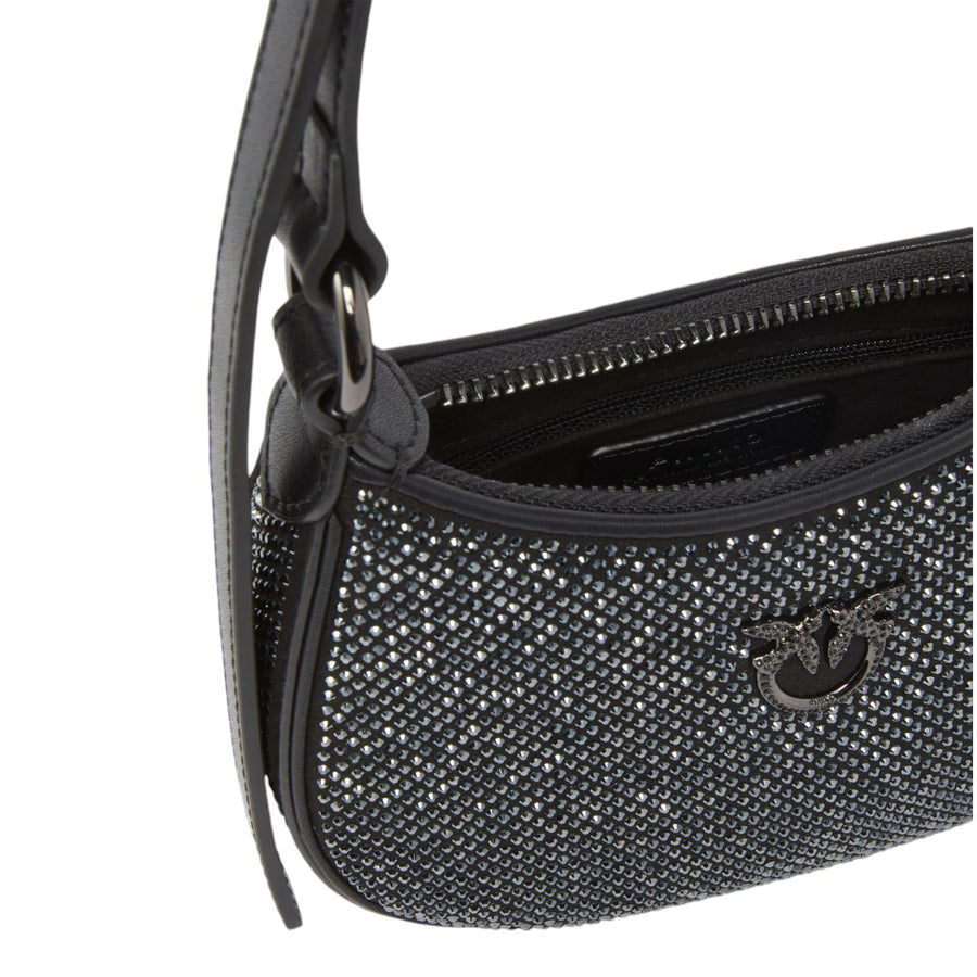 Borsetta donna a spalla Baby Half Moon Bag con strass