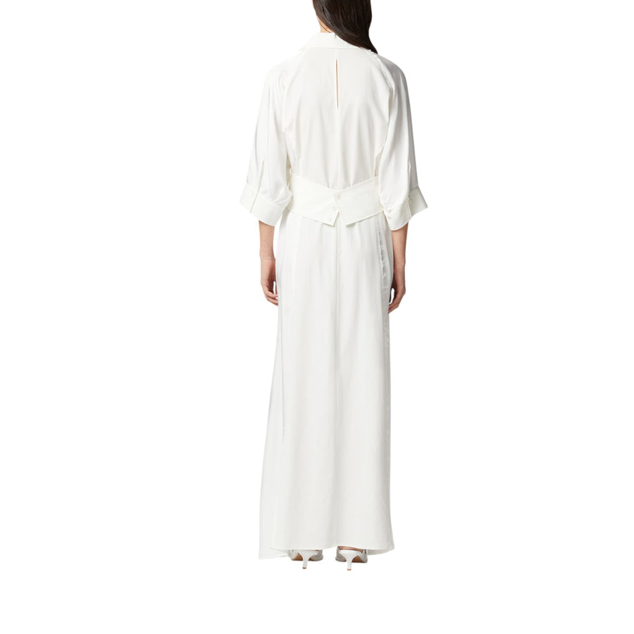 Abito donna lungo a camicia in habotai e cotone