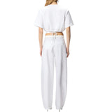 T-shirt donna cropped con laccio e dettagli texani