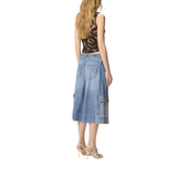 Bermuda donna utility in denim con cintura