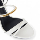 Sandali donna in pelle con dettaglio gioiello