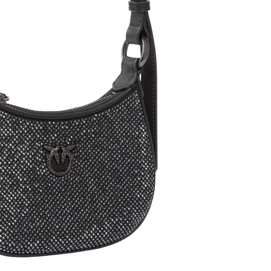 Borsetta donna a spalla Baby Half Moon Bag con strass