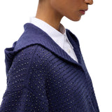 Cardigan Donna in misto lana full strass con cappuccio