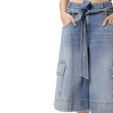Bermuda donna utility in denim con cintura