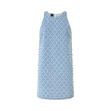 Abito donna corto in denim con disegno rombi e strass