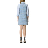 Abito donna corto in denim con disegno rombi e strass