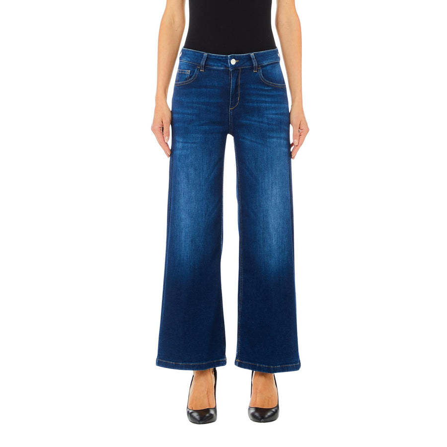 Jeans donna cropped a gamba larga