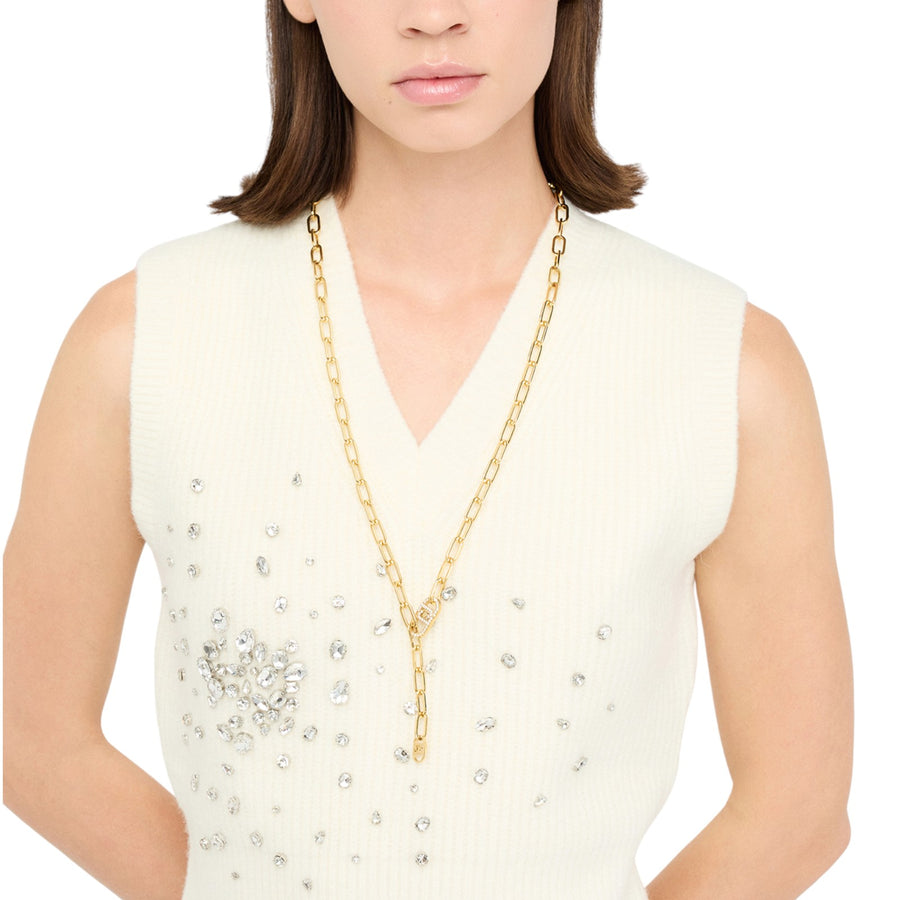 Top donna in lana con strass