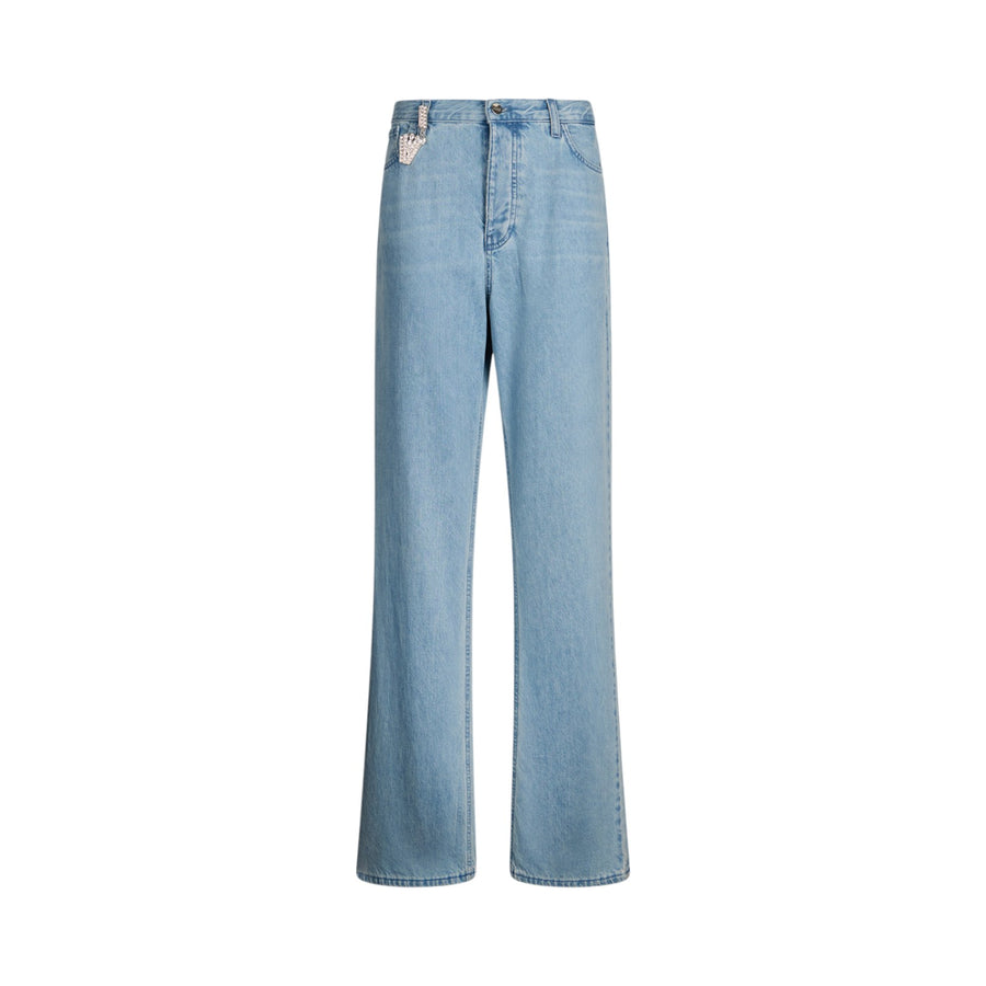 Jeans donna straight con charm gioiello