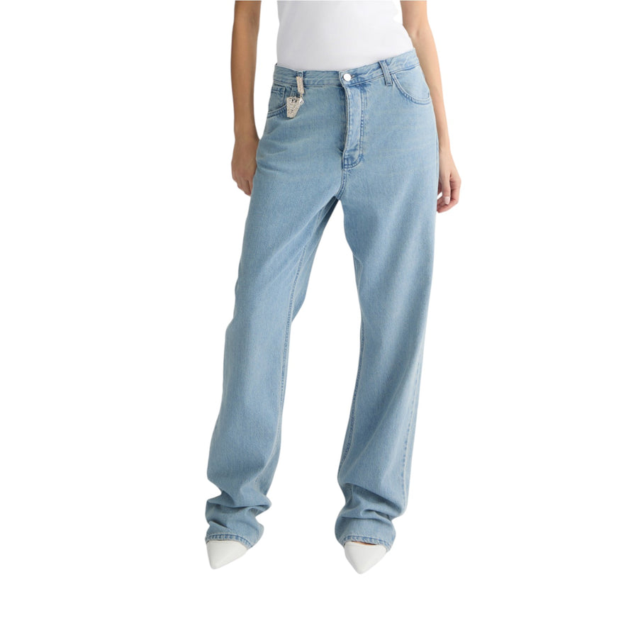 Jeans donna straight con charm gioiello