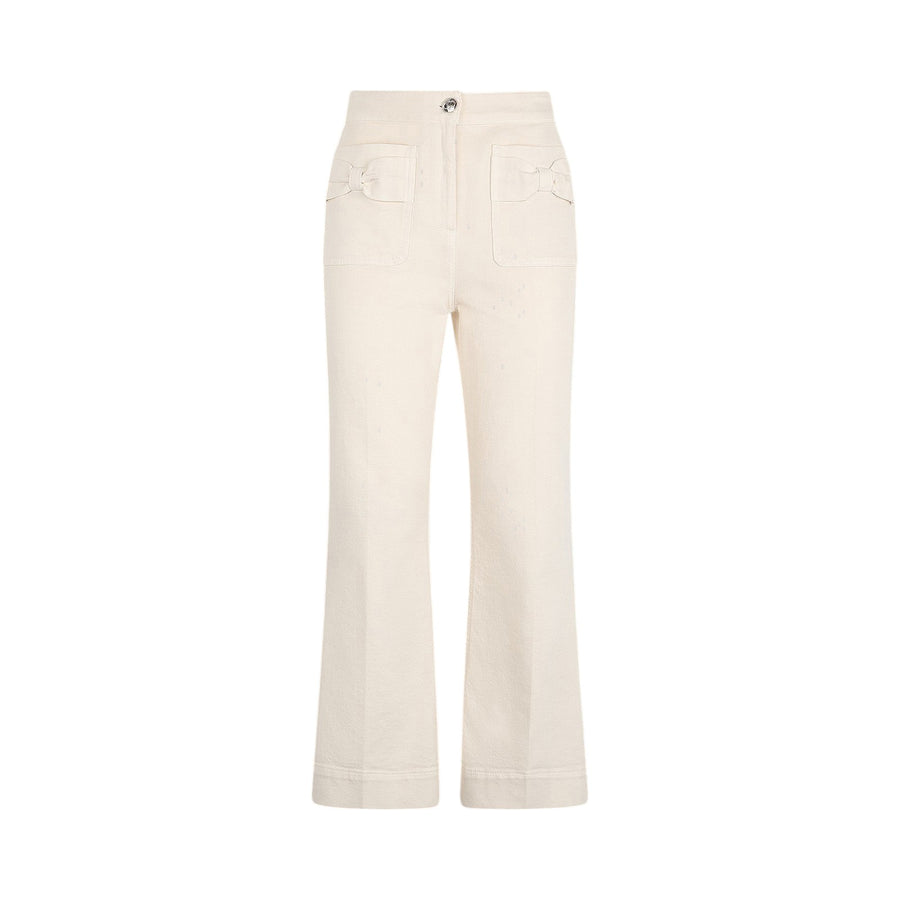 Pantaloni donna flare cropped in cotone