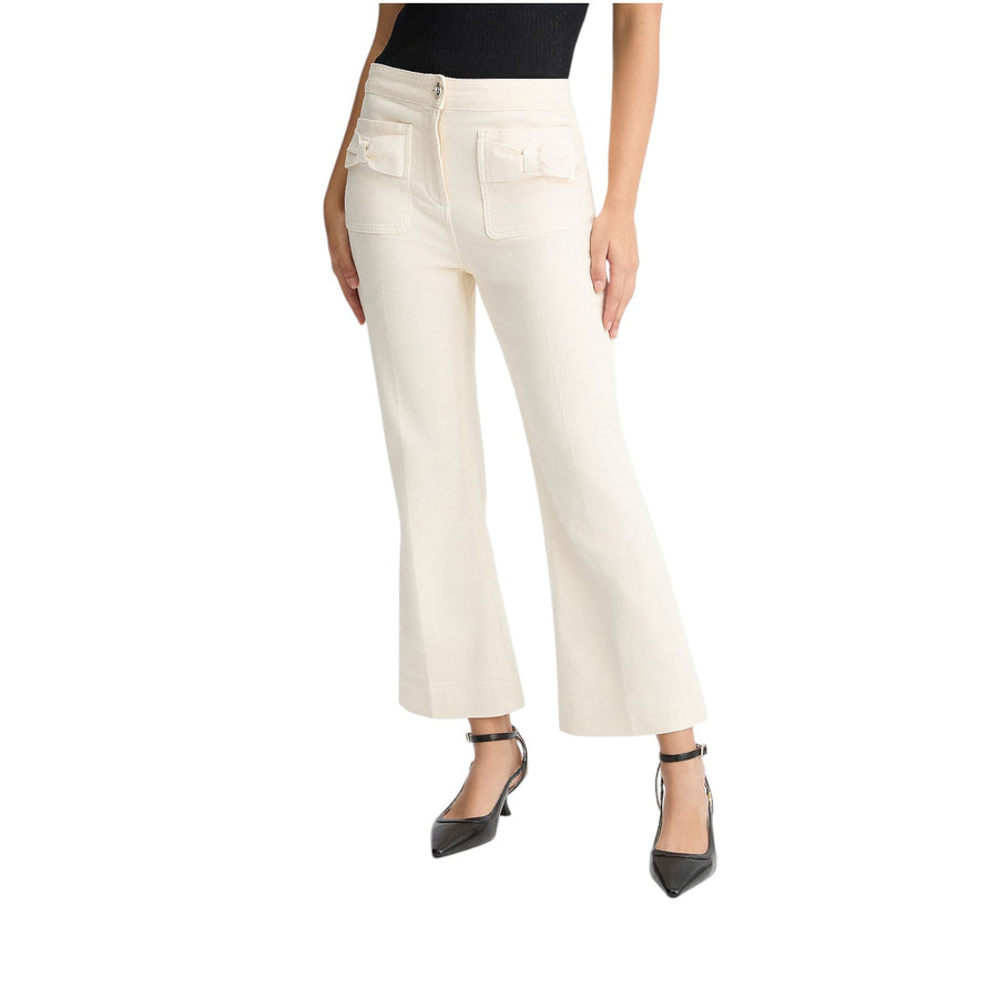 Pantaloni donna flare cropped in cotone