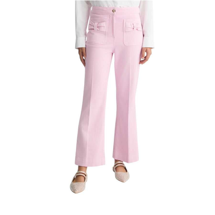 Pantaloni donna flare cropped in cotone