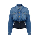 Bomber donna in denim e neoprene