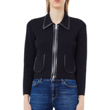Giacca donna in maglia con colletto e zip