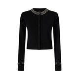 Cardigan donna girocollo con strass