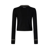 Cardigan donna girocollo con strass