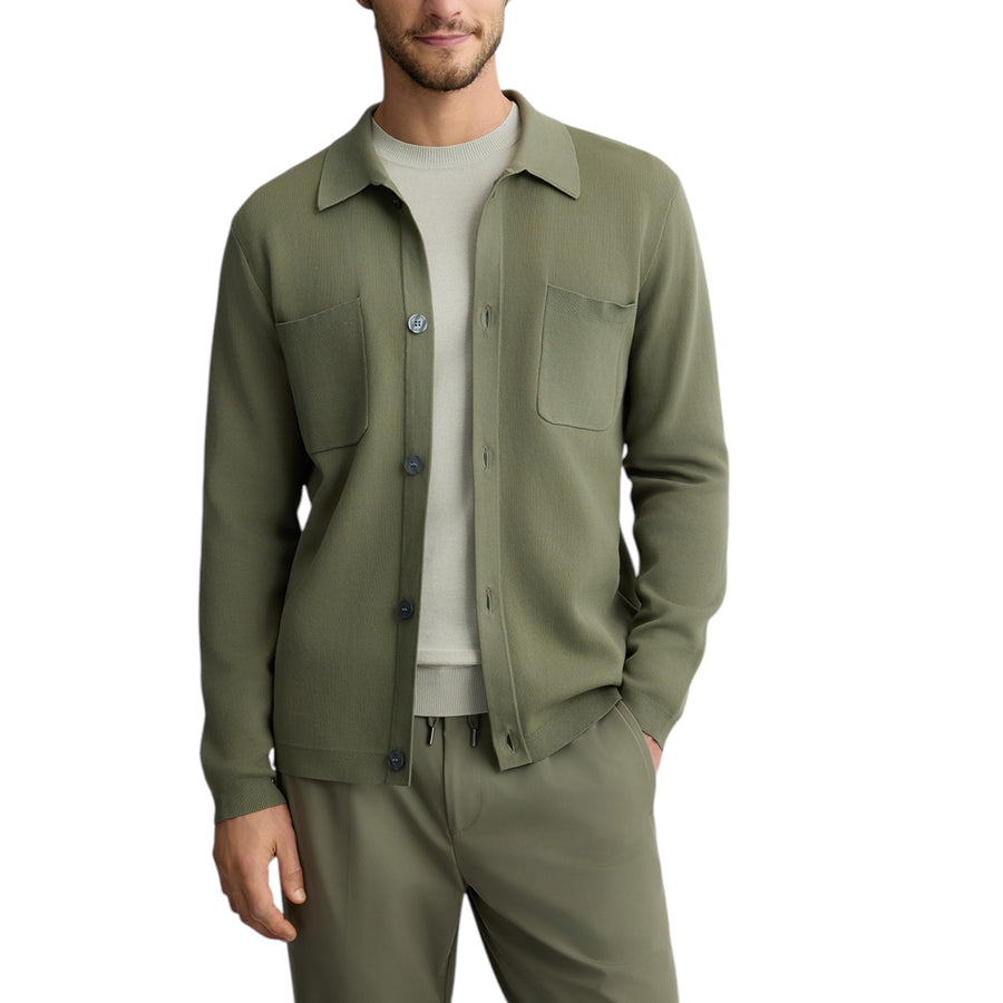 Cardigan uomo verde con tasche