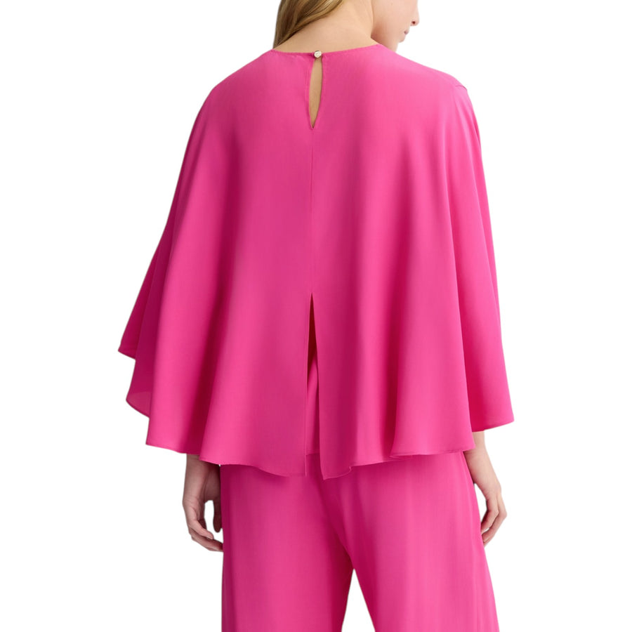 Blusa donna in crêpe de chine con cintura