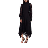 Abito donna midi con maniche e fondo di pizzo