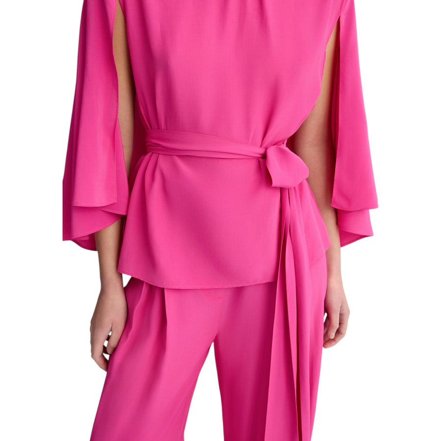 Blusa donna in crêpe de chine con cintura