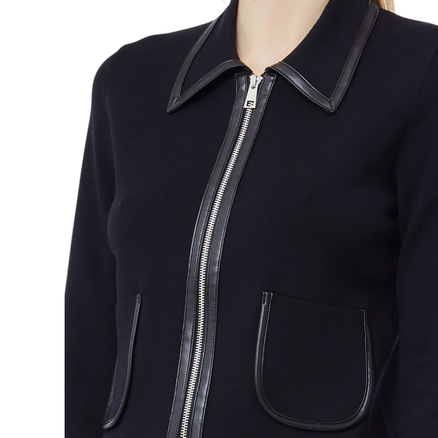 Giacca donna in maglia con colletto e zip
