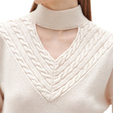 Maglia donna lupetto misto cachemire