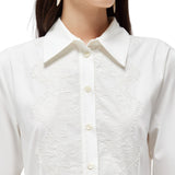 Abito donna lungo chemisier in cotone con pizzo