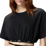 T-shirt donna cropped con laccio e dettagli texani