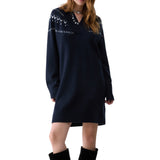 Abito donna in maglia con ricami gioiello