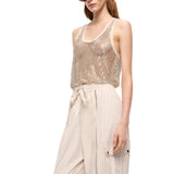 Canottiera donna in mesh con cristalli