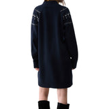 Abito donna in maglia con ricami gioiello