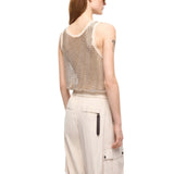 Canottiera donna in mesh con cristalli