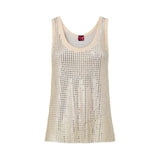 Canottiera donna in mesh con cristalli