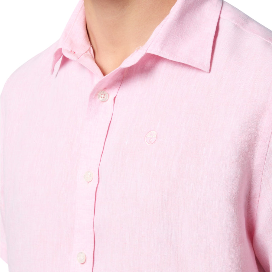 Camicia uomo di lino a maniche corte