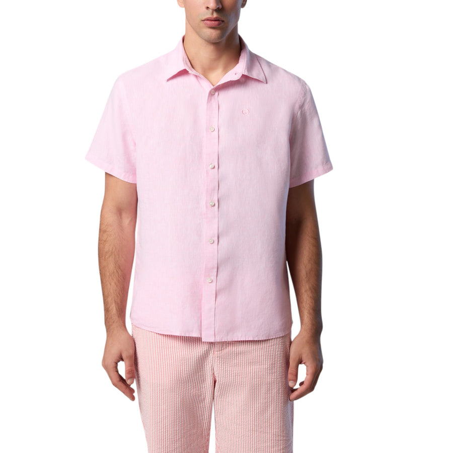 Camicia uomo di lino a maniche corte