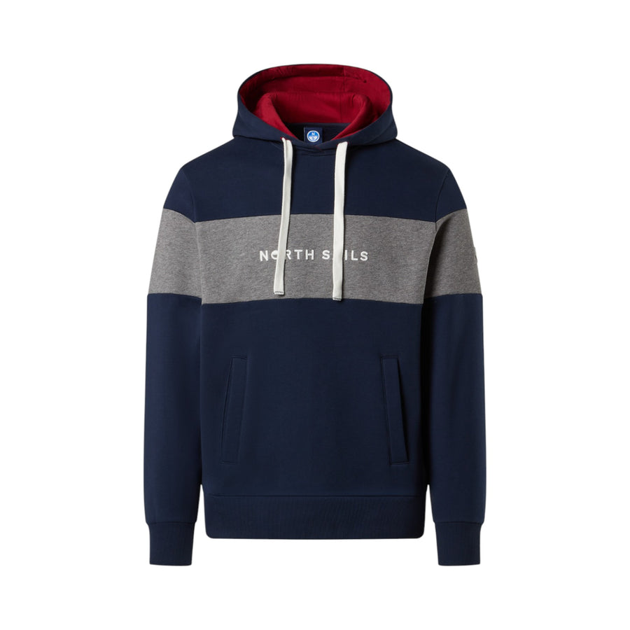 Felpa uomo hoodie con maxi riga