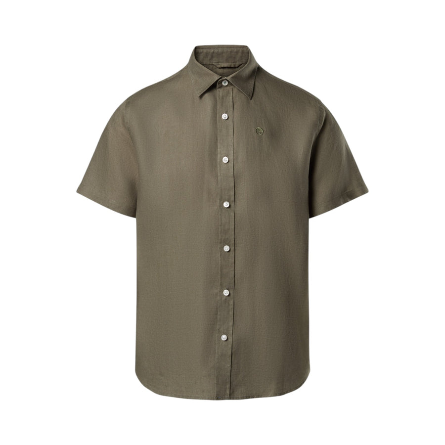 Camicia uomo di lino a maniche corte