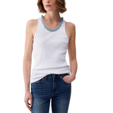 Top donna con dettagli gioiello