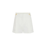 Shorts donna in misto lino con cinturini