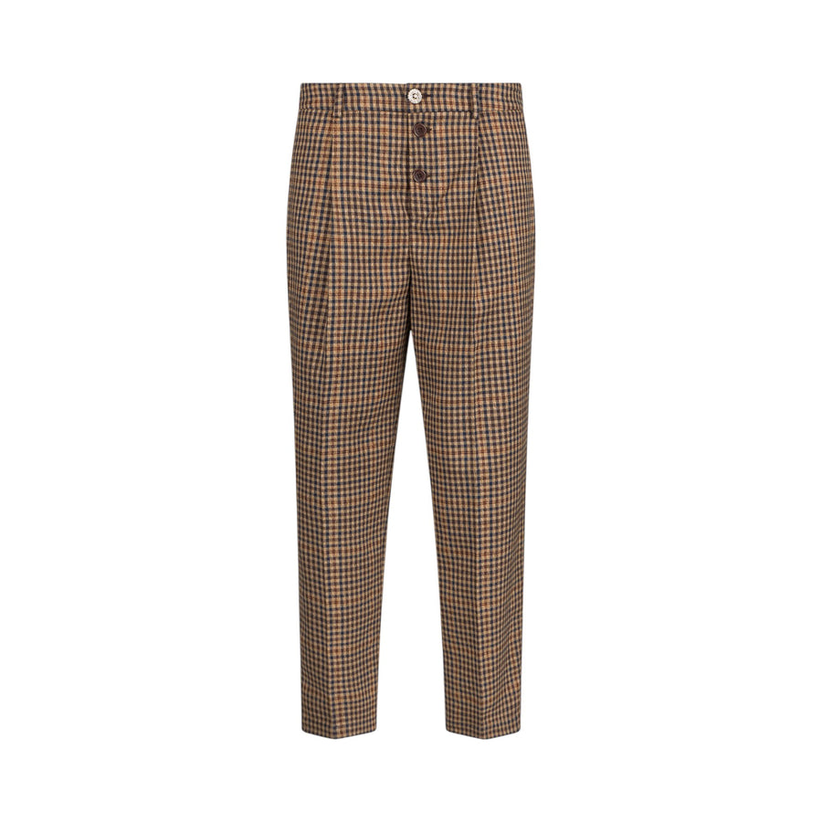 Pantaloni donna a quadretti con pince