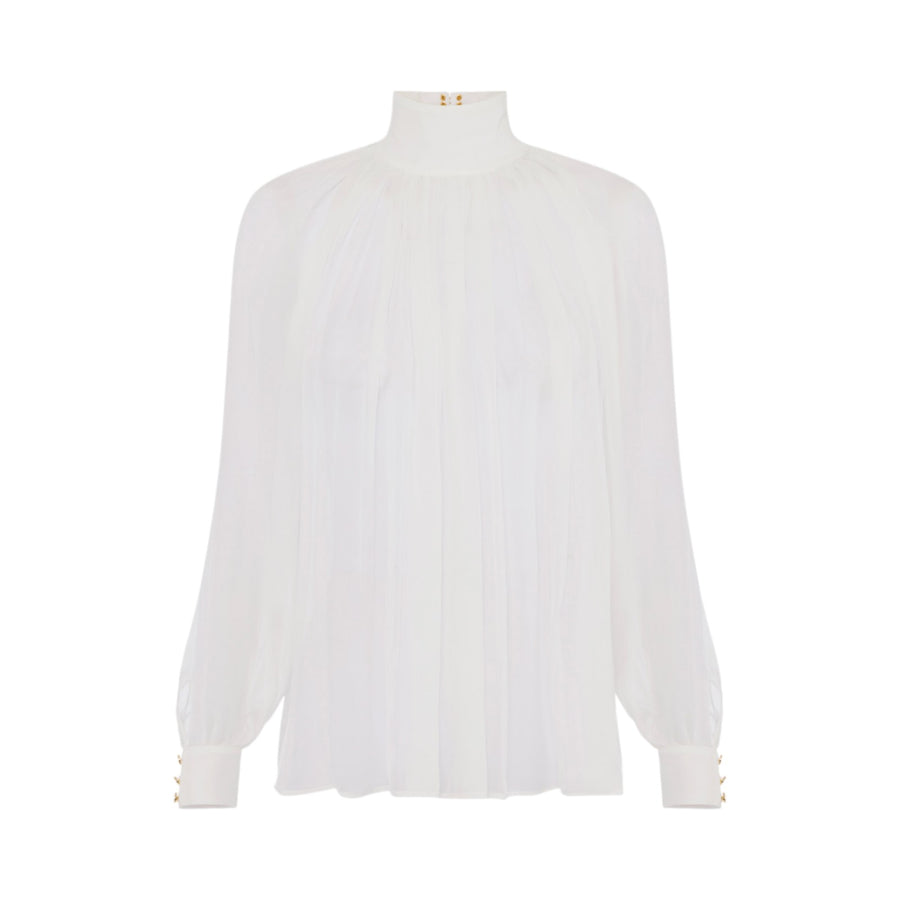 Blusa donna in voile con ganci gioiello
