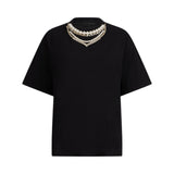 T-shirt donna con perle e strass