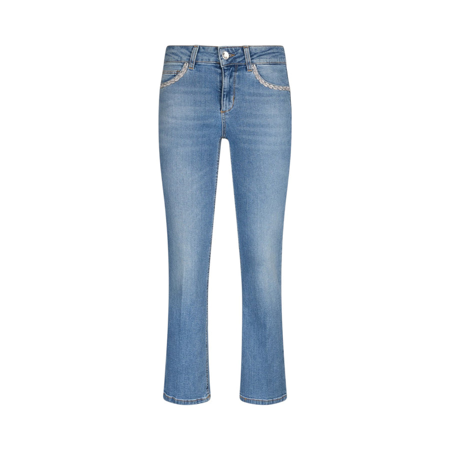 Jeans donna bootcut con strass